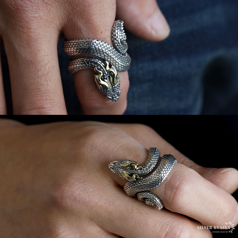 楽天市場】重厚 スネークリング 指輪 メンズ ごつめ シルバー925 蛇