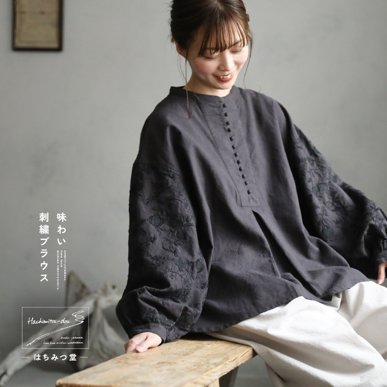 楽天市場】はちみつ堂 味わい刺繍ブラウス M/L/LL/3L/4L/5Lサイズ