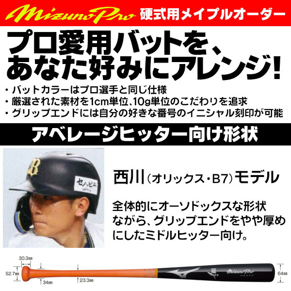 楽天市場】西川モデルをあなた好みにアレンジ！ ミズノ 硬式木製バット
