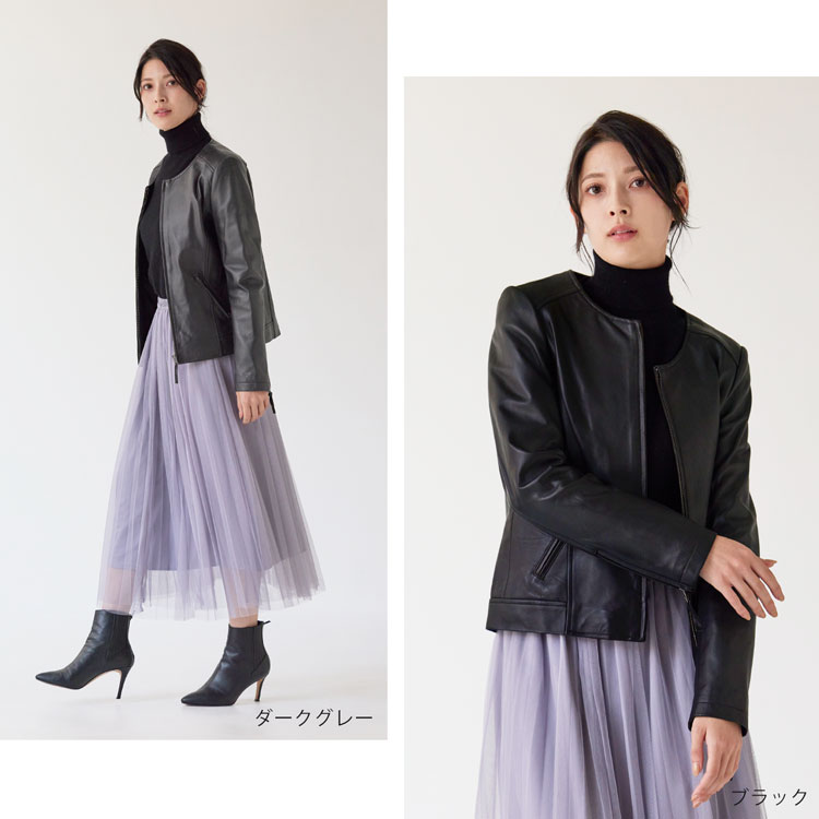 楽天市場】レザージャケット レディース ノーカラー ラム ナッパ 本革