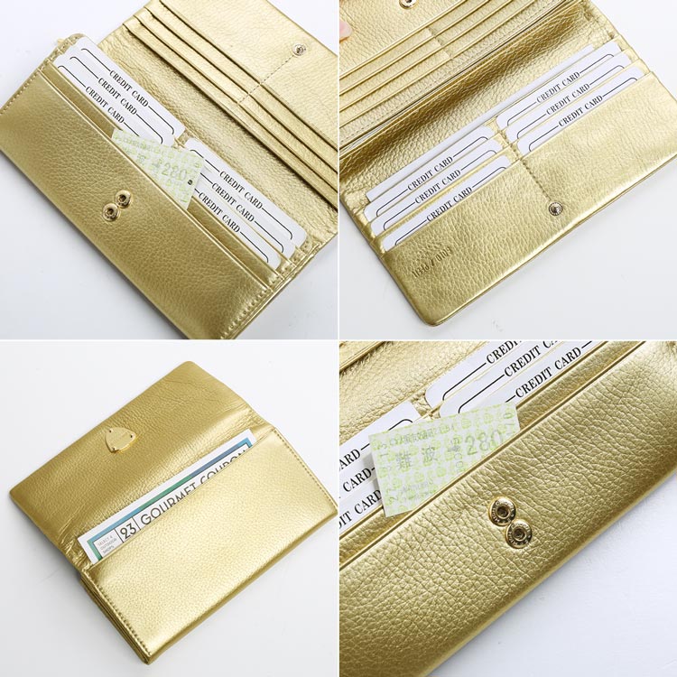 楽天市場】長財布 レディース 本革 かぶせ ブランド 革 ゴールドカラー