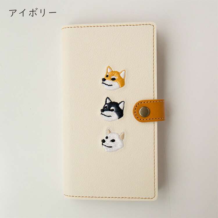 楽天市場】スマホケース手帳型 全機種対応 【 刺繍 柴犬 】 刺繍 本革