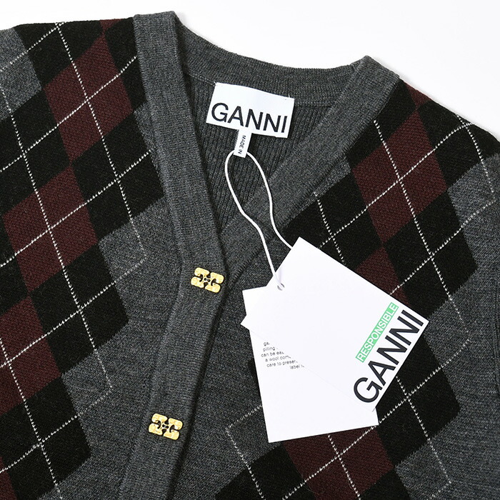 楽天市場】GANNI ガニー カーディガン トップス ARGYLE KNIT CARDIGAN