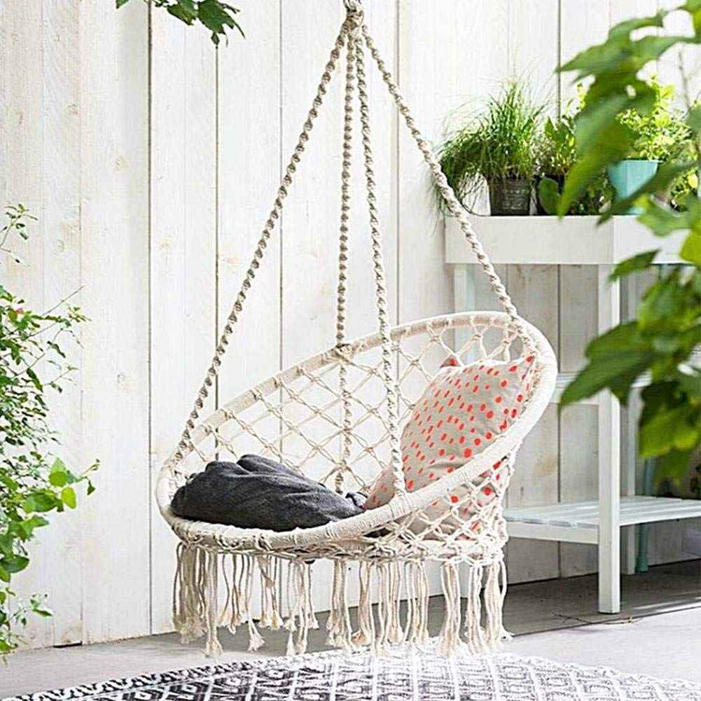 楽天市場】ハンモックチェア マクラメ編みハンギングチェア 吊り下げ式