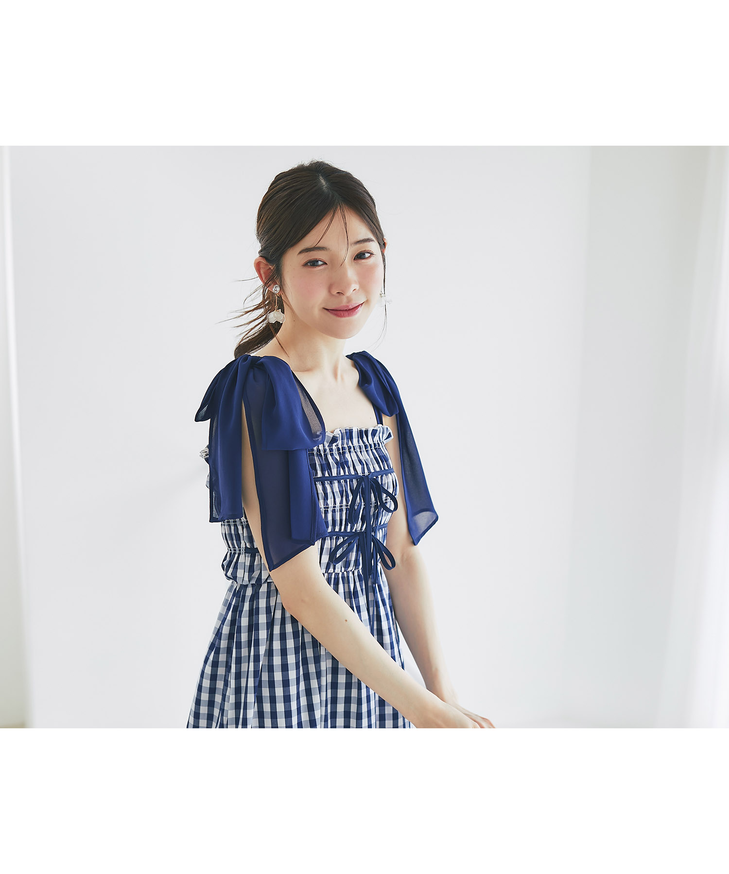 楽天市場】フロントリボン付きリボンショルダーギンガムチェック