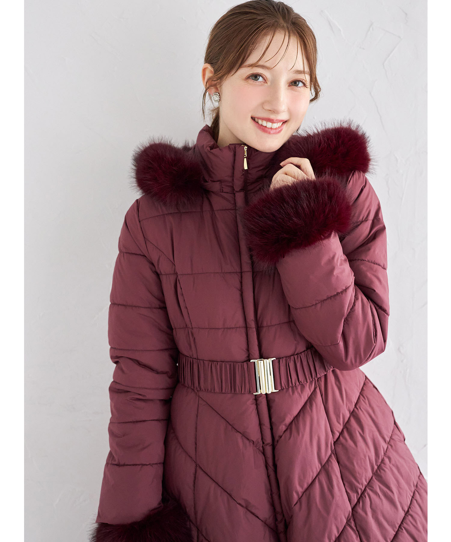 楽天市場】取り外し可能なファー＆ベルト付きフィット＆フレア