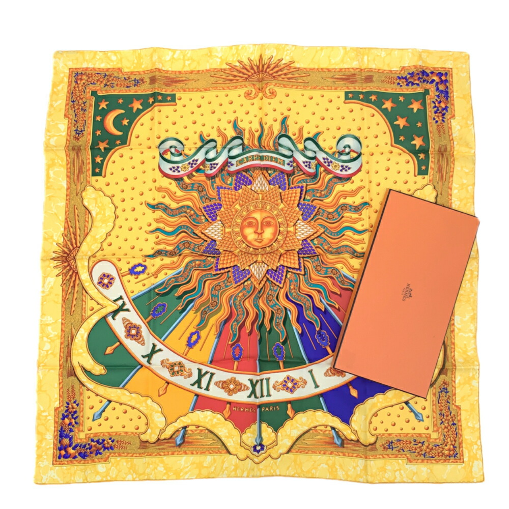 楽天市場】未使用級 HERMES エルメス スカーフ カレ90 CARPE DIEM 今日