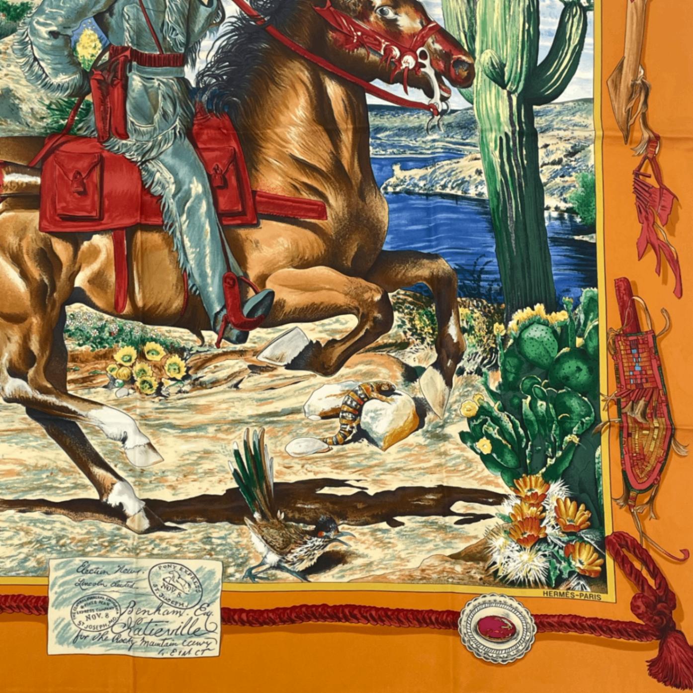 楽天市場】美品 HERMES エルメス カレ90 THE PONY EXPRESS 郵便社 馬