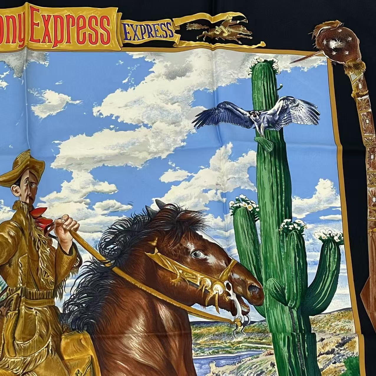 楽天市場】美品 HERMES エルメス カレ90 THE PONY EXPRESS 郵便社 馬