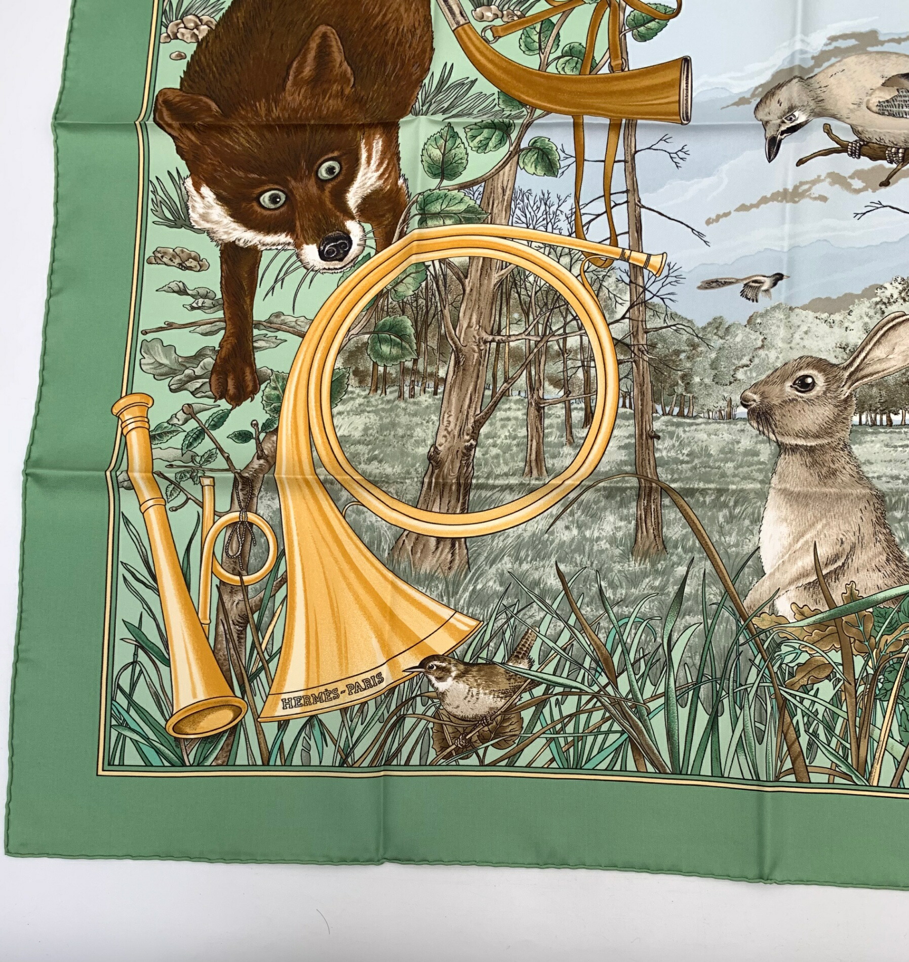 楽天市場】未使用級 HERMES エルメス カレ90 CHASSE au BOIS 森の狩猟