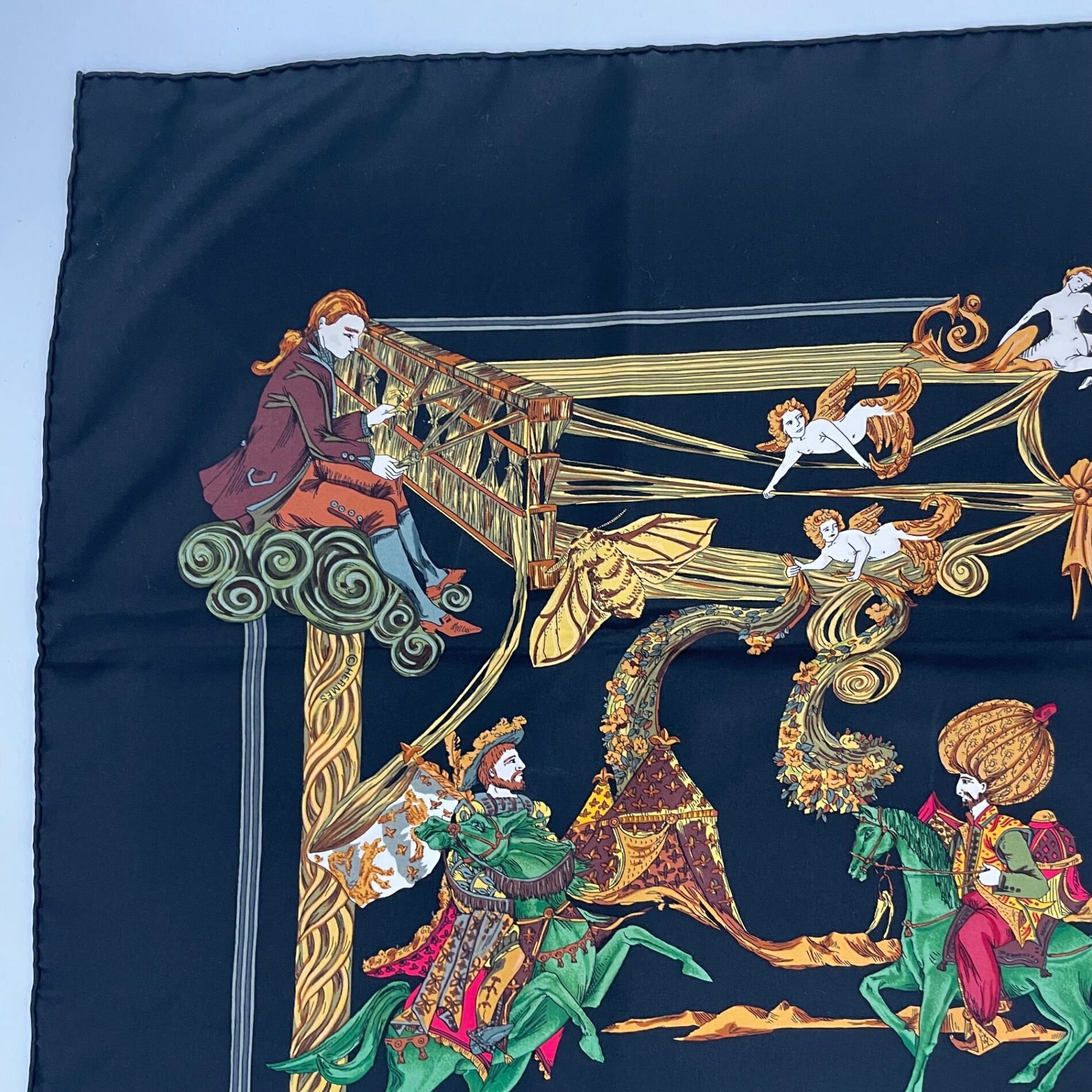 楽天市場】新品同様 HERMES エルメス カレ90 Au FIL de la SOIE 絹糸の