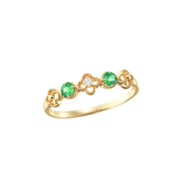 楽天市場】K10イエローゴールドエメラルドリング（ピンキーリング