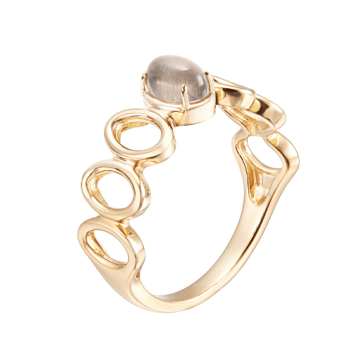 楽天市場】K10イエローゴールドグレームーンストーンリング