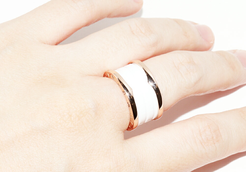 楽天市場】ブルガリ 指輪 K18PGxホワイトセラミック B.zero1 ビー