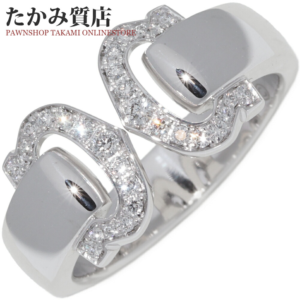 楽天市場】カルティエ 指輪 K18WG ダイヤ30P 2C ブークルセリング #54
