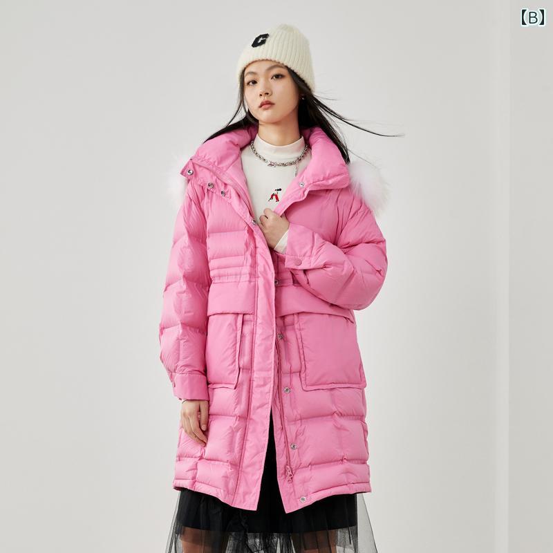 楽天市場】女性 白 ダウンジャケット 鳥 ロング 毛皮 襟 冬 チェック柄