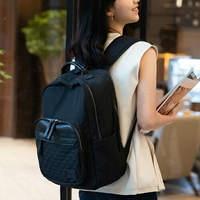 楽天市場】ナイロンリュック ナイロン 本革 リュック 防犯 レザー 15.6