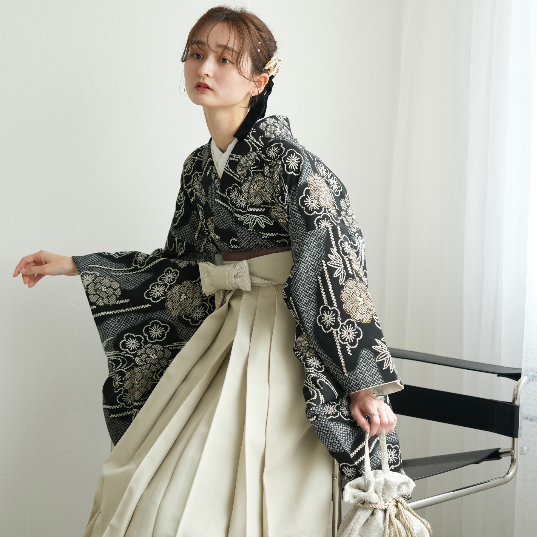 楽天市場】【レンタル】【Heather 袴 17点セット ブラックに疋田牡丹