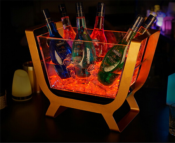 楽天市場】光る ワインクーラー 大型 長方形 台座付き マルチカラー