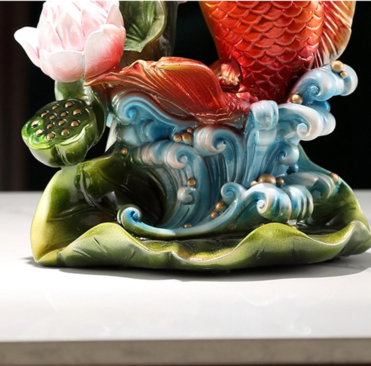 楽天市場】風水 鯉 置物 蓮華 樹脂製 金運アップ 開運 商売繁盛 玄関