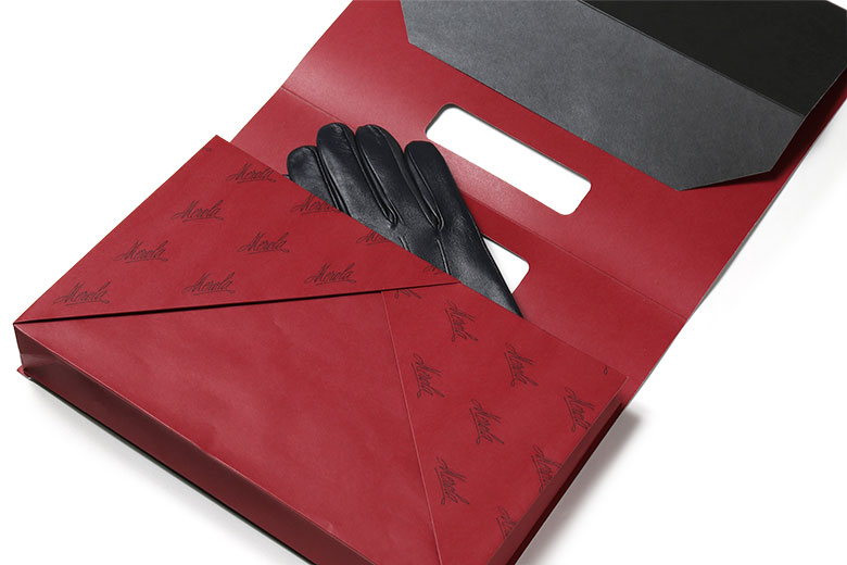 メローラ スマホタッチ 手袋 ナッパ紺/カシミア赤 サイズ8 メローラ