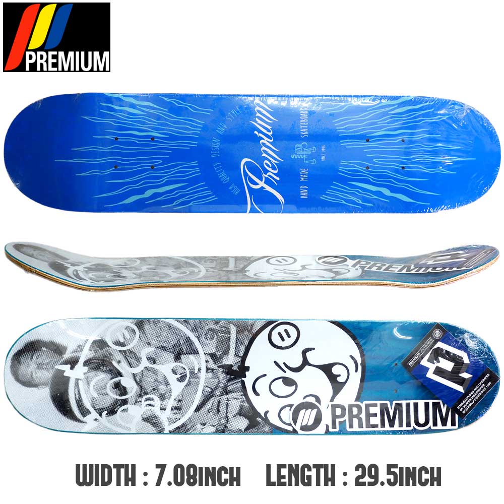 楽天市場】スケボー デッキ PREMIUM プレミアム RETRO BLUE 7.08