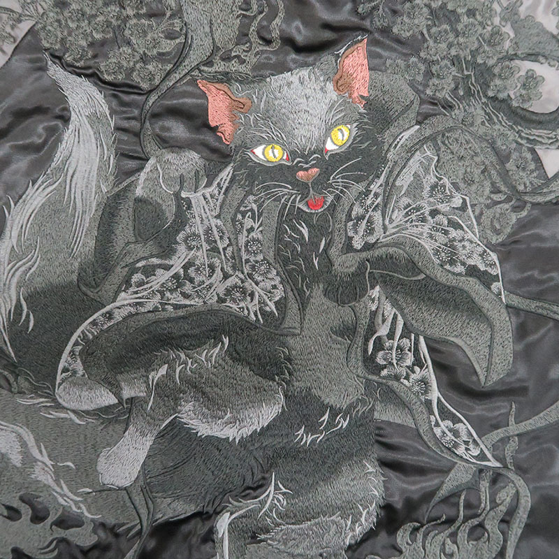 楽天市場】絡繰魂 URUSHI 漆黒 化け猫 リバーシブル スカジャン M L XL