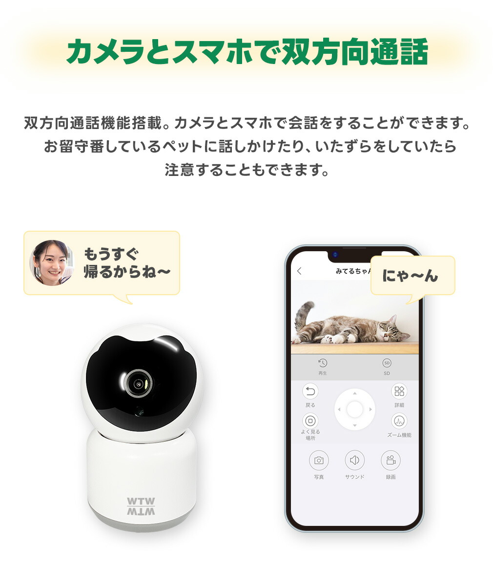 楽天市場】【☆SD32GB付き録画セット】みてるちゃん猫23 ペットカメラ
