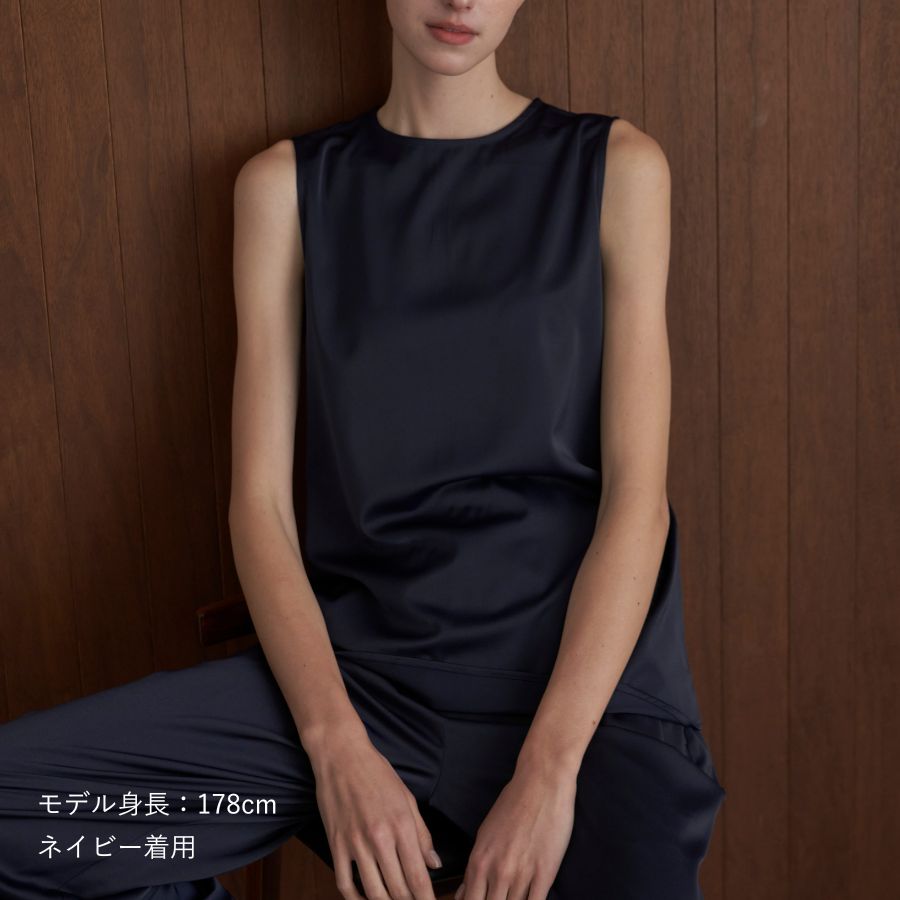 楽天市場】【20%OFF】サテン ノースリーブ タンクトップ ブラウス