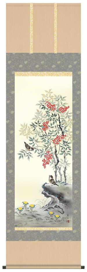 楽天市場】掛け軸 掛軸（かけじく）南天福寿（高見 蘭石）全国送料無料