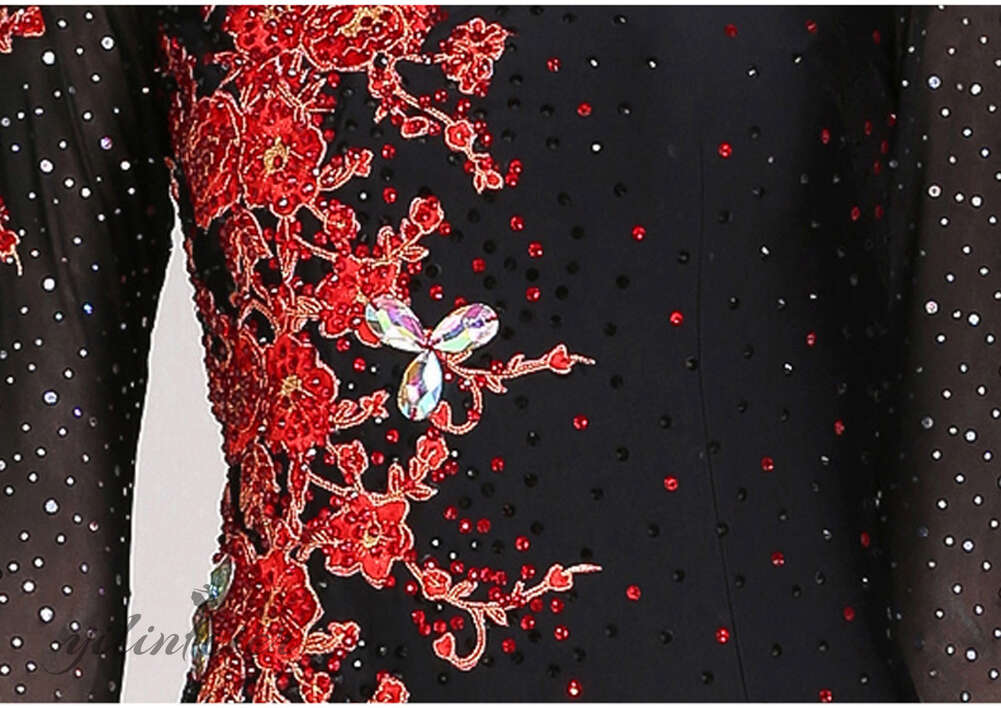 楽天市場】社交ダンスドレス 社交ダンス衣装 黒赤 豪華 スタンダード