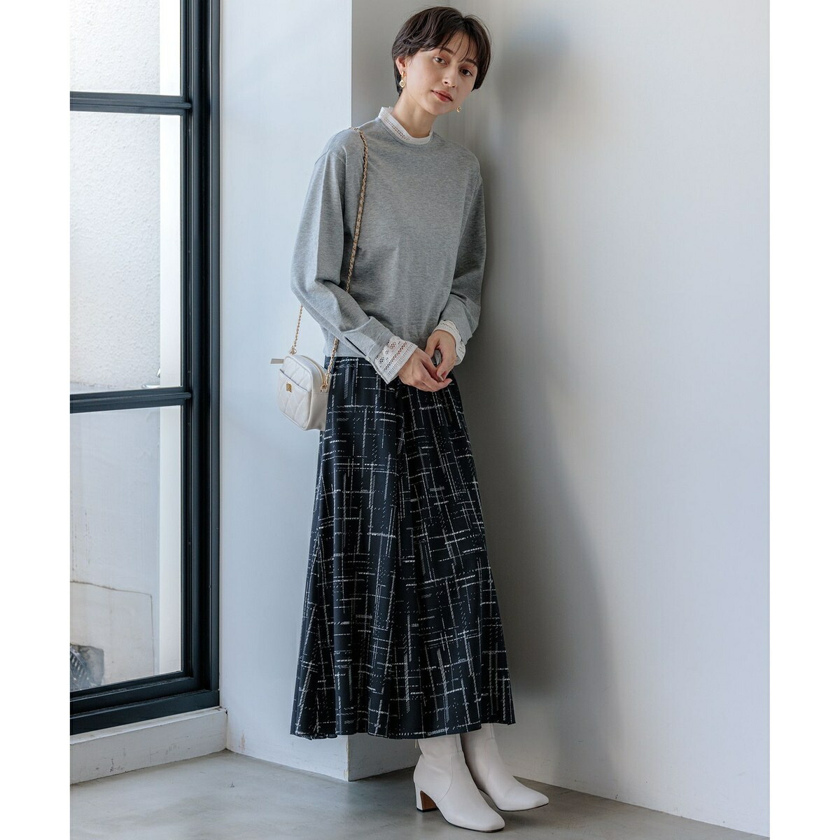 楽天市場】【洗える】ヴィスコースストレッチ レースコンビ ニット／23