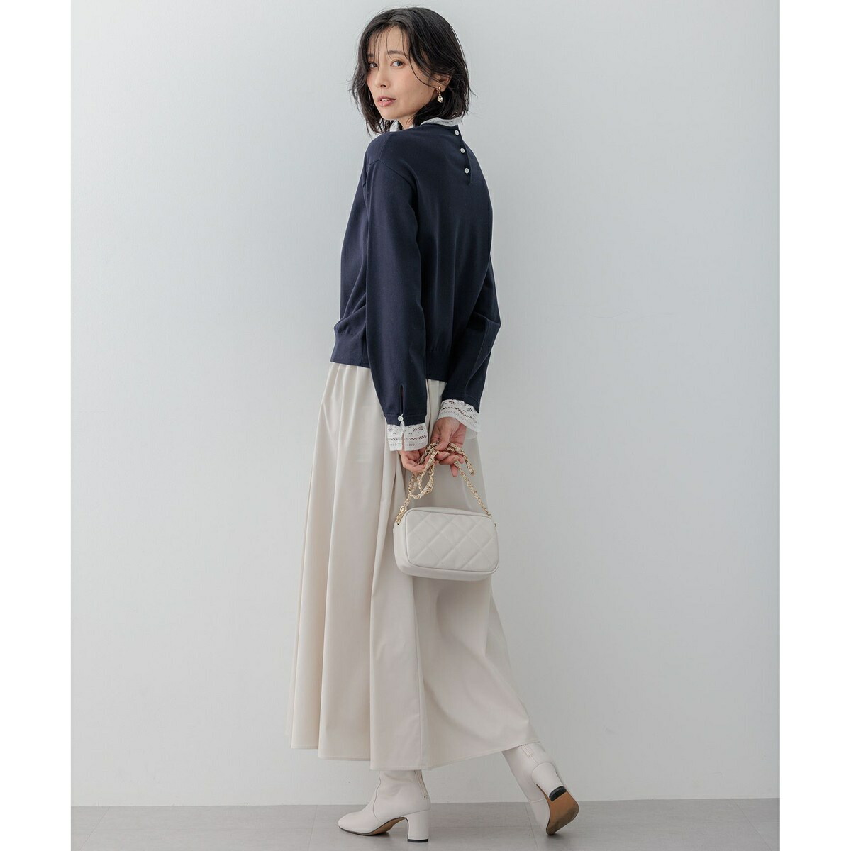 楽天市場】【洗える】ヴィスコースストレッチ レースコンビ ニット／23