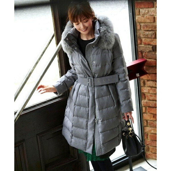 楽天市場】【静電気防止】ベルト付きフォックスファーダウンコート