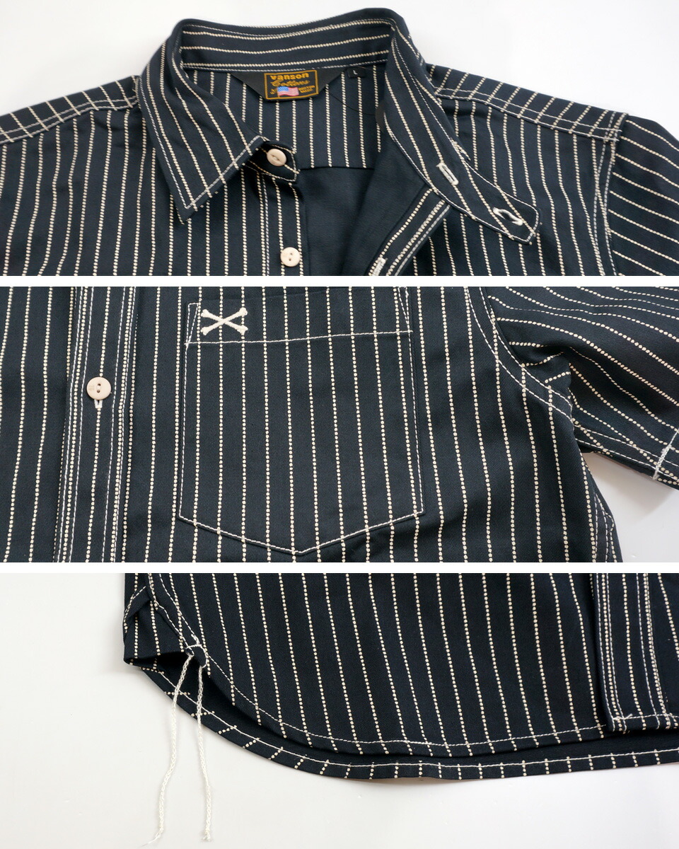 楽天市場】バンソン ワンポイント クロスボーン刺繍 ツイル 半袖ワーク