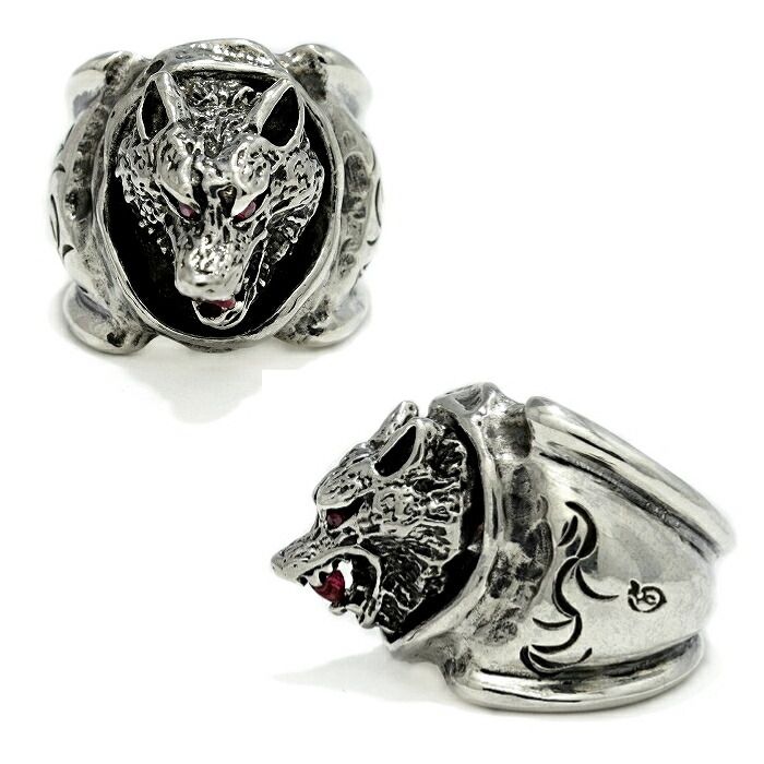 楽天市場】メンズ レディース リング ブランド ウルフ 狼 ルビー