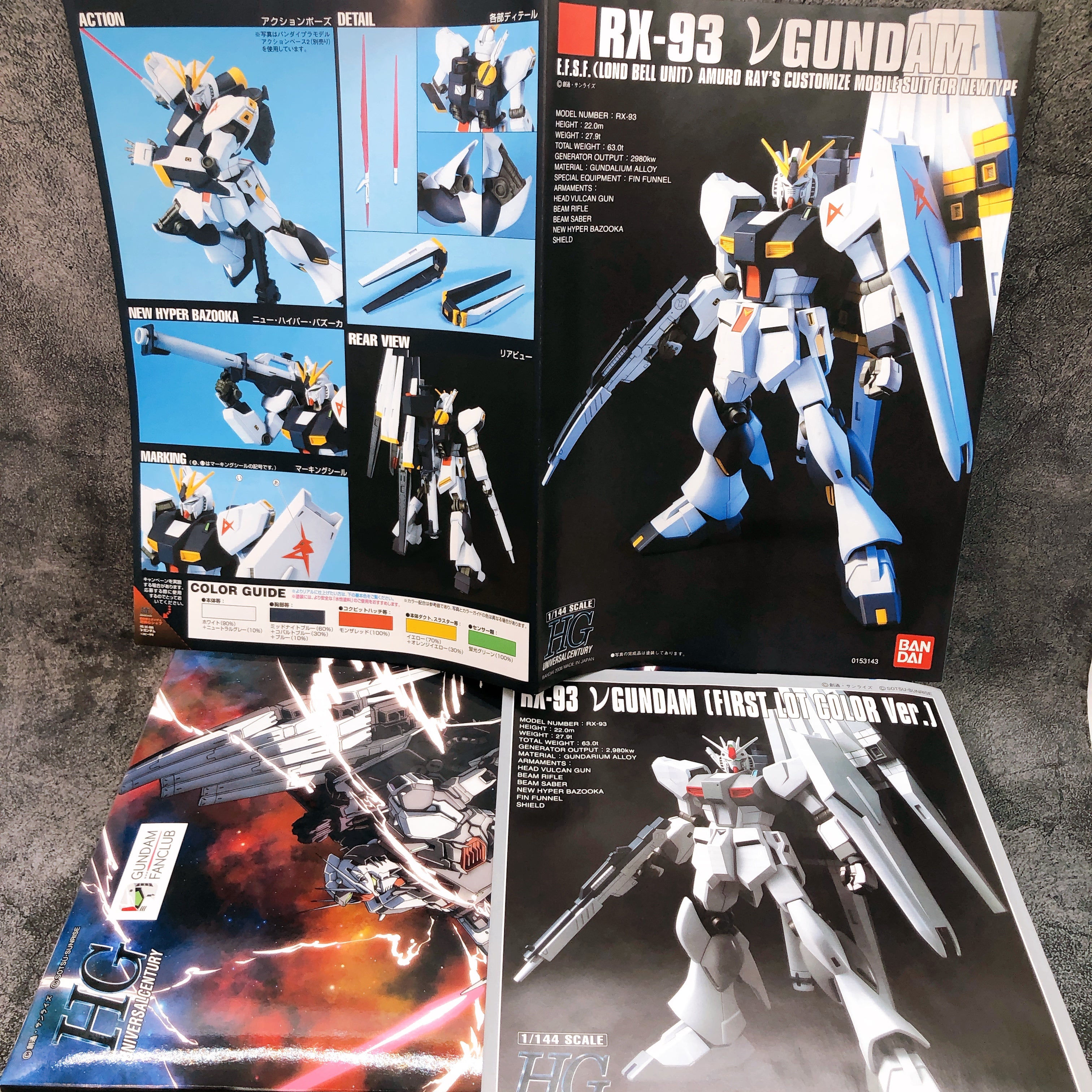 HG 1/144 RX-93 Nu Gundam First Lot Color Ver Gundam Fan Club Limited K