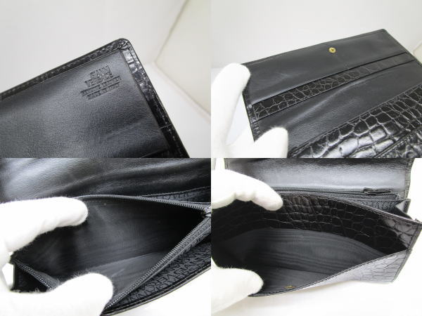 2166 ジャンニヴェルサーチ 2つ折り長財布 メデューサ クロコ型押し