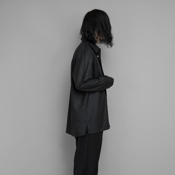 山内 / ウールブラックストライプ・パジャマシャツ | twelve