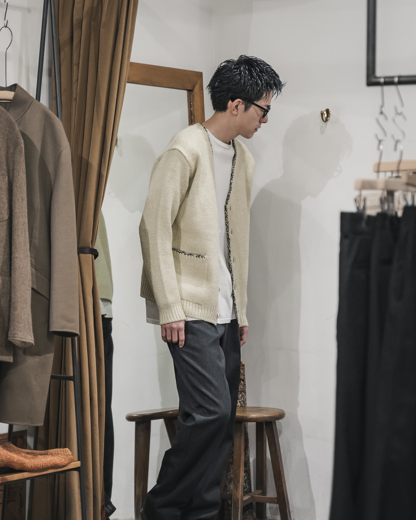AURALEE / Silk Wool Camel Mix Knit Cardigan | twelve