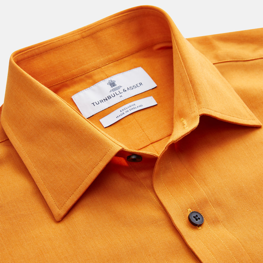 Orange Weekend Fit Cotton & Wool Shirt with Derby Collar and 1