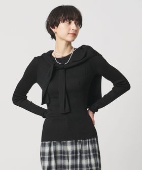 シルク リブ クルーネック ニット