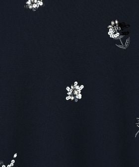 フラワー ビジュー ロングスリーブ ニット