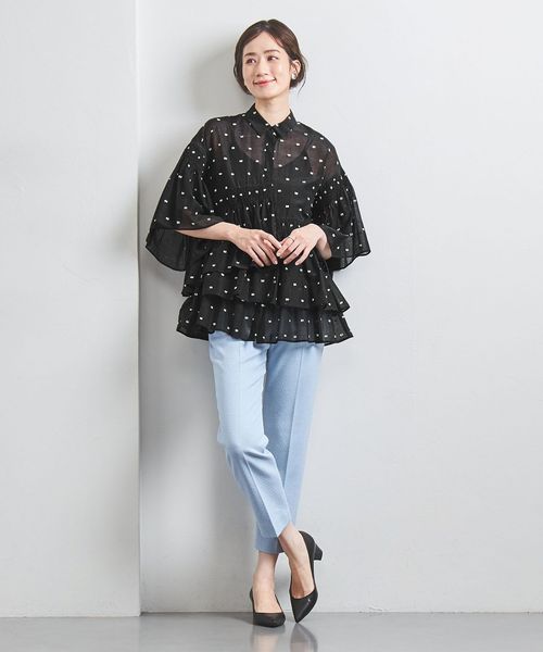 イレギュラー シャーリング ジャカードブラウス 6SL