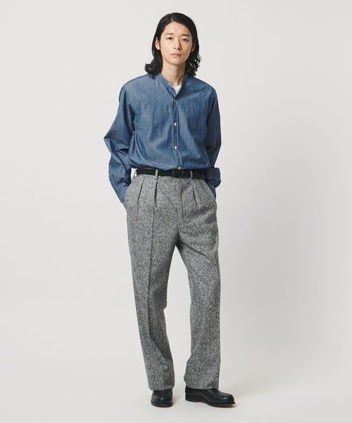 別注】＜HEUGN＞Rob/シャンブレー バンドカラーシャツ