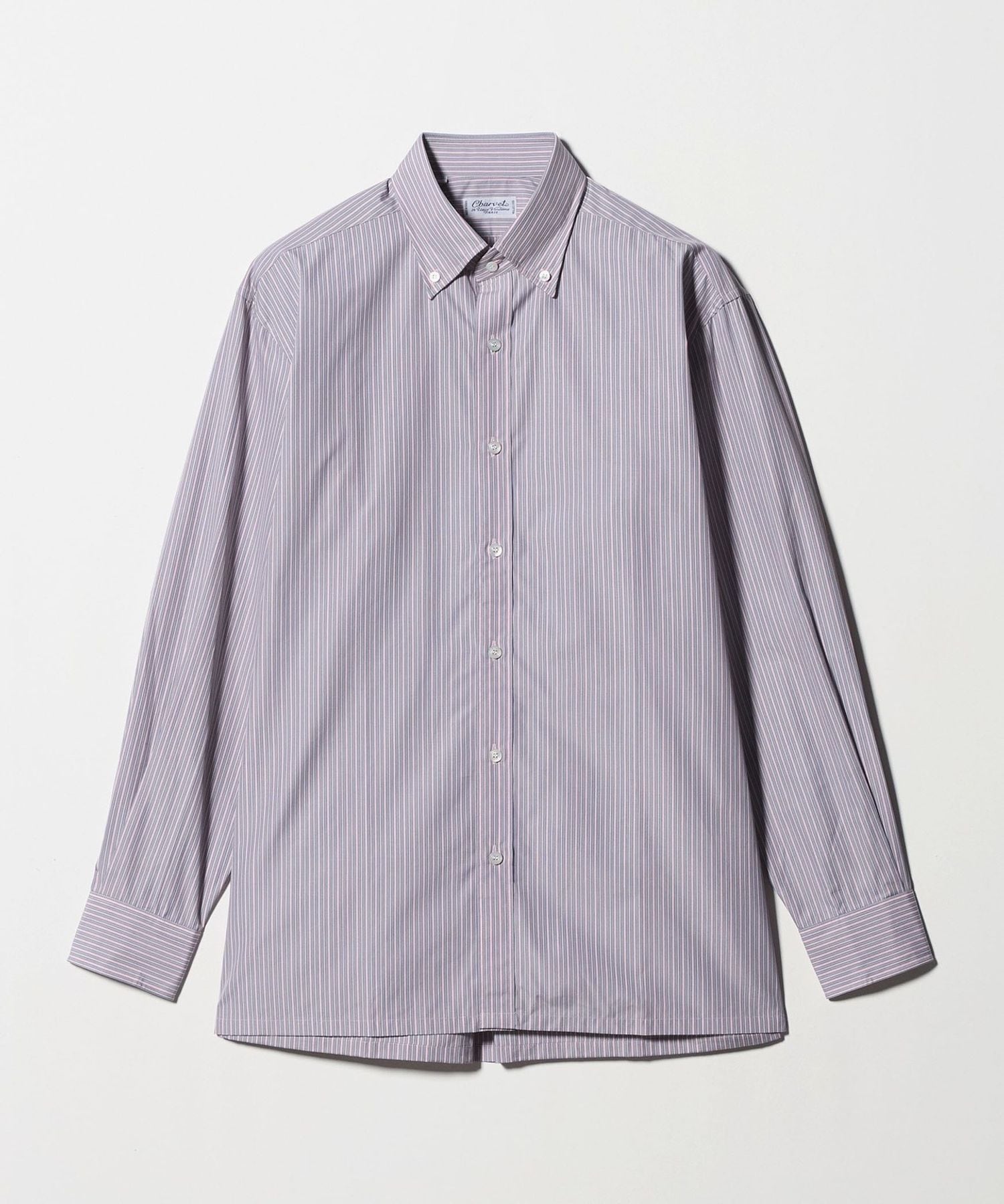Charvet＞カラーストライプ ボタンダウンシャツ