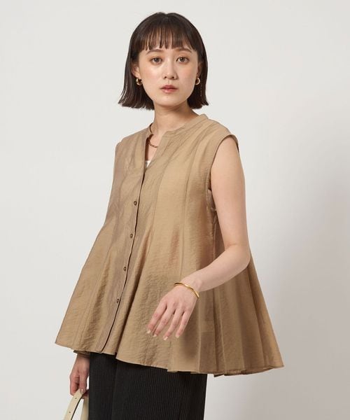 フレア ノースリーブ ブラウス