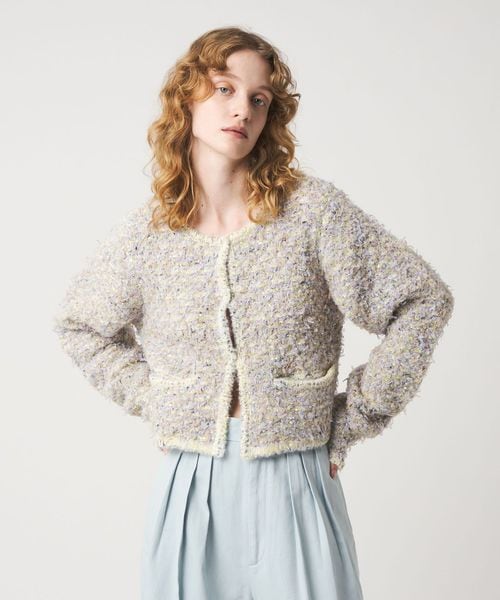 6(ROKU)＞ミックス ニット カーディガン