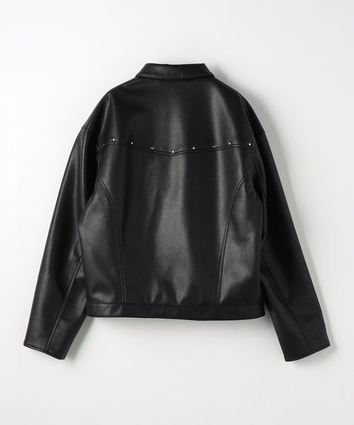 レザーライク ジップ ジャケット