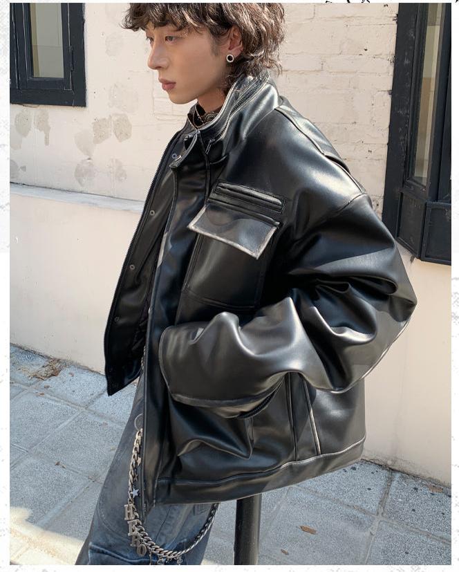 Short wide leather jacket – ULTIMUS